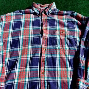 EMS Flannel Long Sleeve Shirt Blue Red Men's XXL Chest 56-58" VTG Cotton